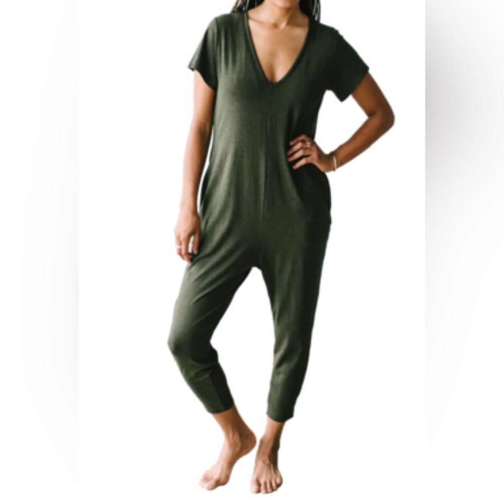 Smash + Tess Olivia Green V-Neck Jumpsuit